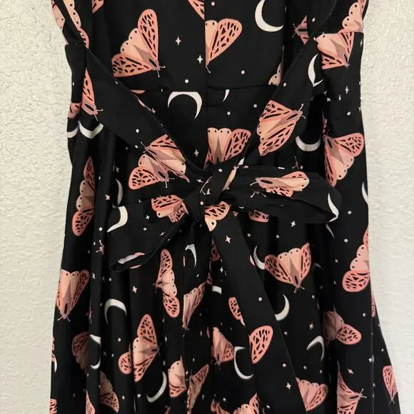 Eva Rose Dress Womens Medium Moth Celestial Fit Flare Sweetheart Y2K Rockabilly - Picture 8 of 11